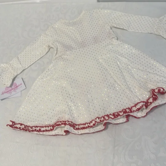 Bonnie Jean Holiday Foiled Dot Knot Dress. 2T - Picture 9 of 11